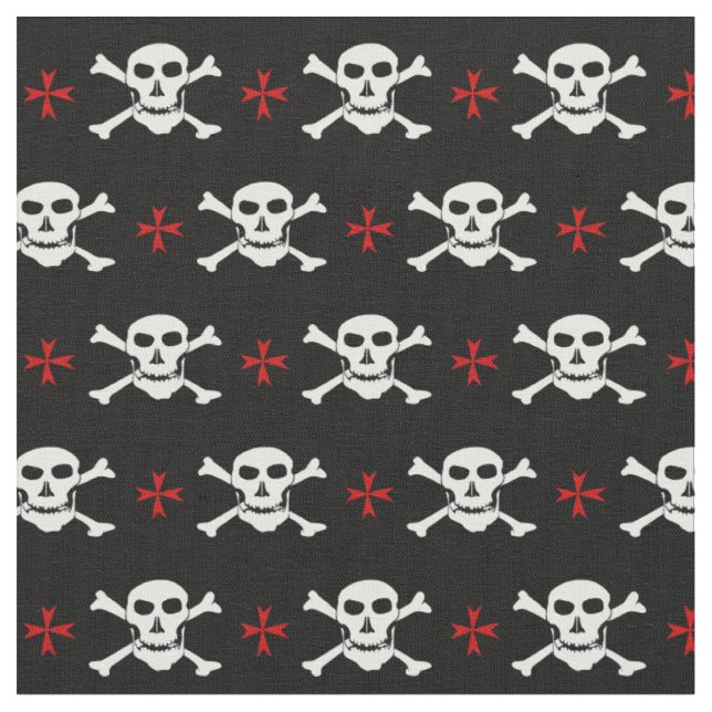 Dödskalle & Kors mode tyg - Pirater / Halloween (Närbild)