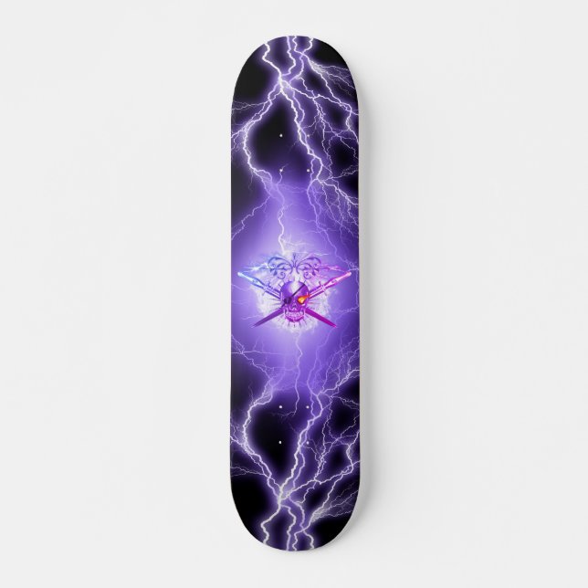 Dödskalle korsade svärd  mini skateboard bräda 18,5 cm (Framsida)