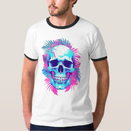 Dödskalle med blommor i Vaporwave-stil T Shirt