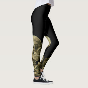 Dödskalle med brinnande cigarett av Vincent van Go Leggings