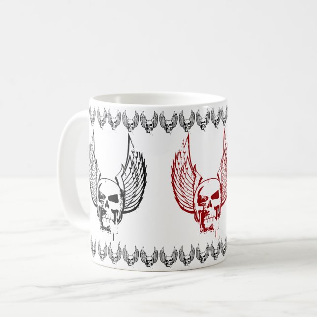 Dödskalle med eteriska vingar kaffemugg (Framsida vänster)