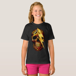 Dödskalle med leopardtryck och guldgnista t shirt