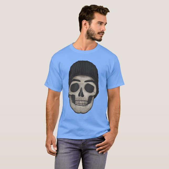 Dödskalle med mössa t shirt (Hel framsida)