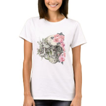 Dödskalle med rosa rosor Kvinnors T-Shirt 