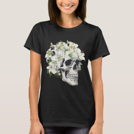 Dödskalle med vita liljor  DAMT-SHIRT T Shirt