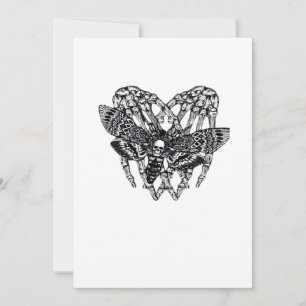 Dödskalle Moth Klassisk Skelett Hand Hjärtat Stil Julkort