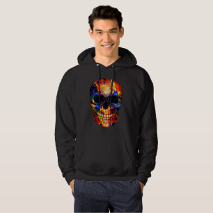 DÖDSKALLE NEON MÅLNING ABSTRAKT HOODIE