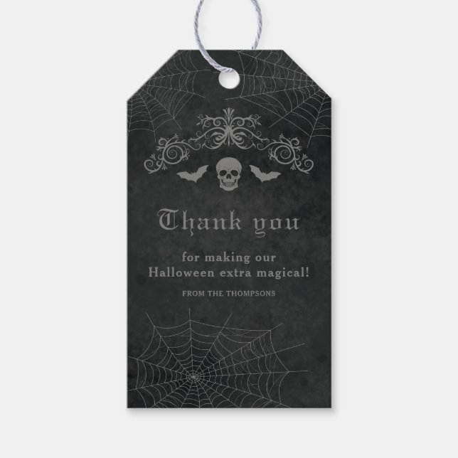 Dödskalle och fladdermöss Mörk gotisk Halloween ta Presentetikett (Framsidan)