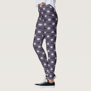 Dödskalle och fladdermus Halloween-mönster lila by Leggings