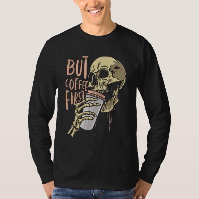 Dödskalle och kaffe t shirt (Framsida)