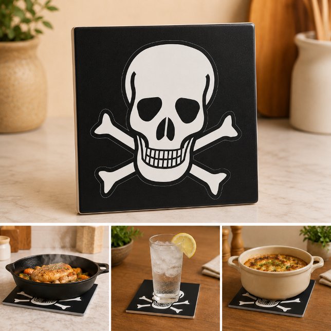 Dödskalle och korsade ben kakelplatta (Skull and Crossbones Tile)