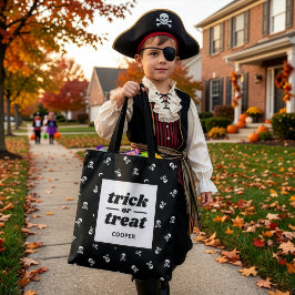 Dödskalle och korsade ben Monogram Halloween-prese Tygkasse