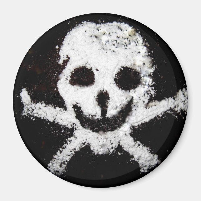 Dödskalle och korslagda ben magnet (Framsidan)