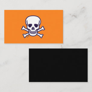 Dödskalle och korslagda ben orange svart standard visitkort