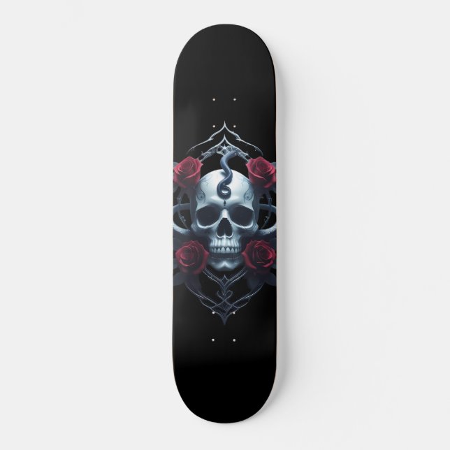Dödskalle Och Orm Gothic Skateboard (Framsida)