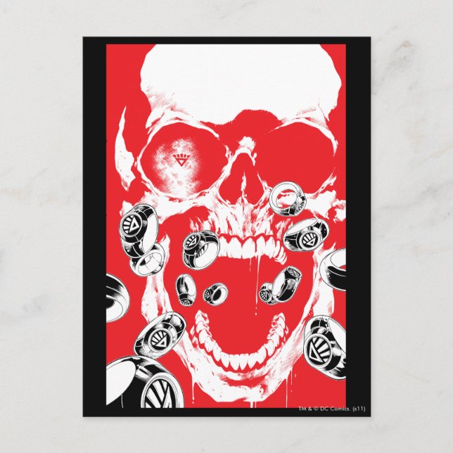 Dödskalle och ringar - Röd Vykort (Framsida)