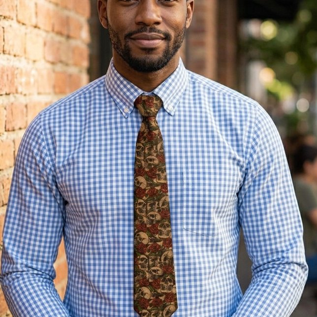 Dödskalle och rosor Graffiti-mönster Slips (Skapare uppladdad)