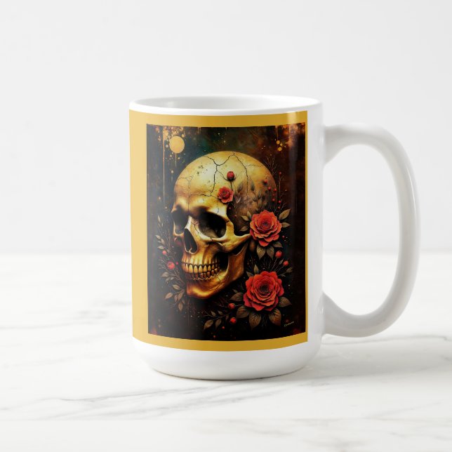 Dödskalle och rosor kaffemugg (Höger)