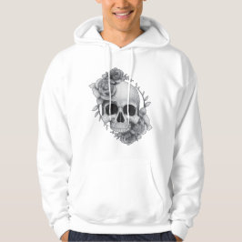 Dödskalle och rosor skiss hoodie