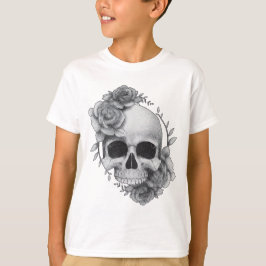 Dödskalle och rosor skiss t shirt