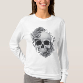 Dödskalle och rosor skiss t shirt