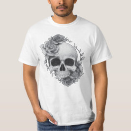 Dödskalle och rosor skiss t shirt