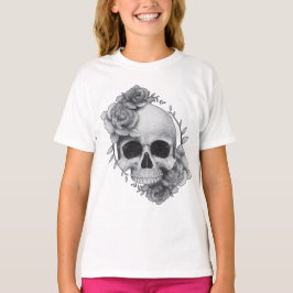 Dödskalle och rosor skiss t shirt