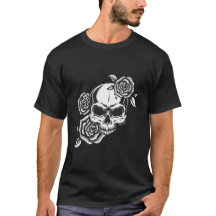 Dödskalle och rosor T-shirt