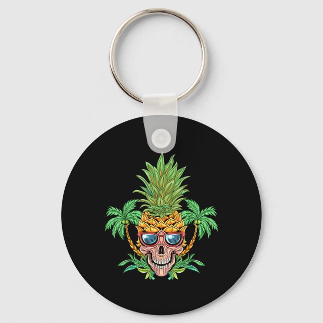 Dödskalle Pineapple Aloha Stränder Hawaiianska Blo Nyckelring (Framsida)