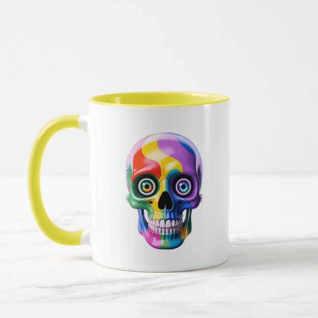 Dödskalle Rainbow Psykedelisk Modern Konst Mugg (Vänster)
