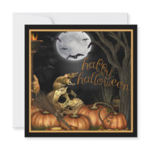 Dödskalle, råttor och pumpa Halloween-festlig inbj