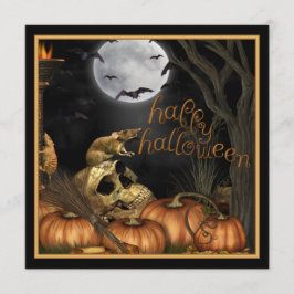 Dödskalle, råttor och pumpa Halloween-festlig inbj Inbjudningar