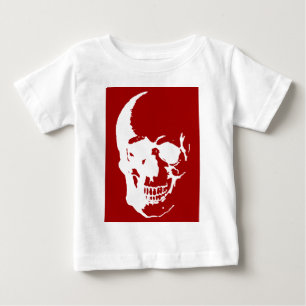Dödskalle - Röd & Vit Metall Fantasykonst T-shirt