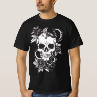 Dödskalle Ros och Orm T Shirt