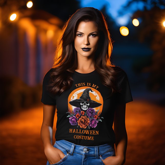 Dödskalle & Rosor Den här är min Halloween-tröja T Shirt (🌹 Your Unique Twist: Skull Witch Halloween Costume T-shirt! 👻)