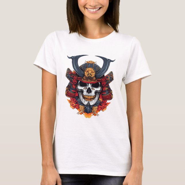Dödskalle Samurajmask T Shirt (Framsida)