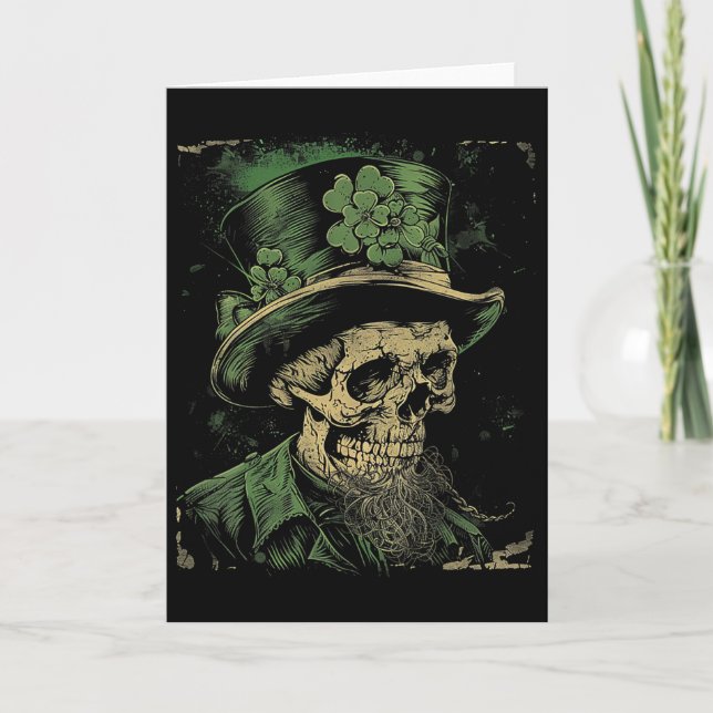Dödskalle Skelett - Leprechaun St. Patrick's Day H Kort (Framsida)