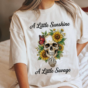 Dödskalle Solros Fjäril Långa Finger Vild T Shirt