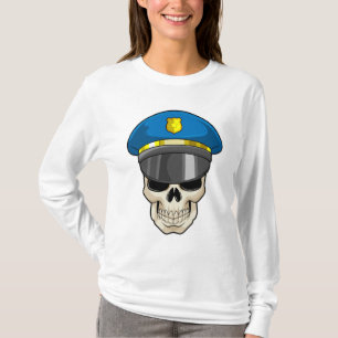 Dödskalle som polis med polismössa t shirt