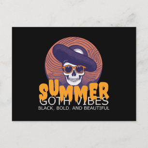 dödskalle sommarhatt vykort