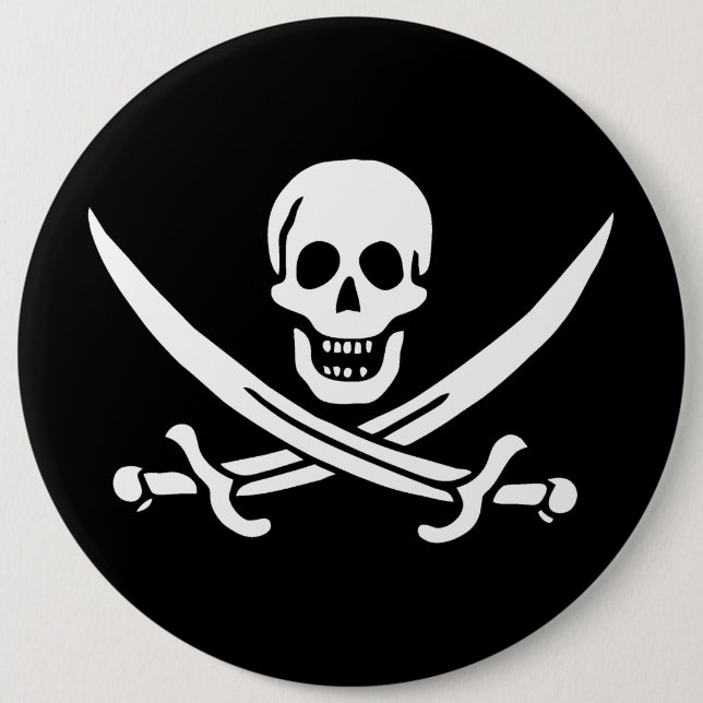 Dödskalle & Svärd Piratflagga av Calico Jack Knapp (Framsida)