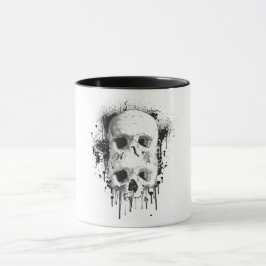 Dödskalle Svart Bläckstänk Grafik Mugg