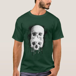 Dödskalle Svart Bläckstänk Grafik T Shirt