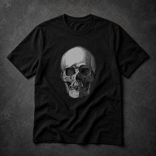 Dödskalle Svart och Vit Konst T Shirt