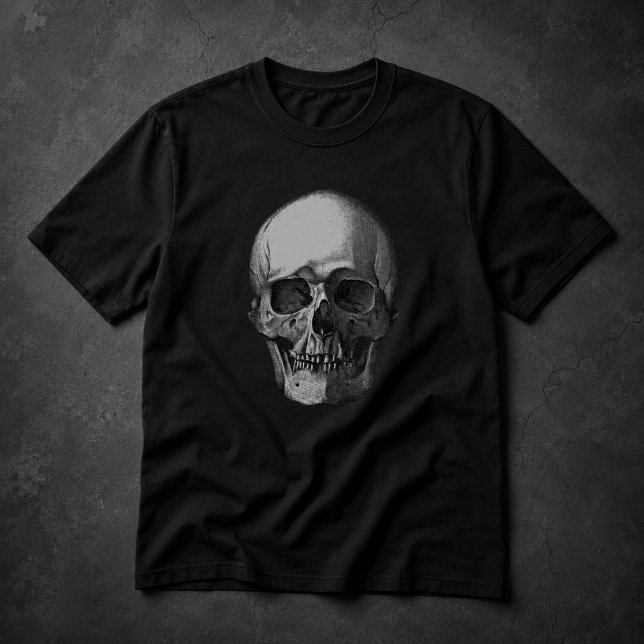 Dödskalle Svart och Vit Konst  T Shirt (Skapare uppladdad)