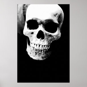 Dödskalle Svart Vit Fantasy Metal Rock Poster