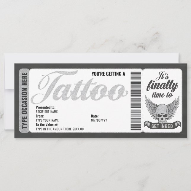 Dödskalle Tatuering Kupong Certifikat Biljett Pres Inbjudningar (Framsida)
