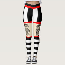 Dödskalle Tatuering Randiga Leggings