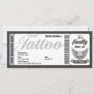 Dödskalle Tatuering Voucher Bevis Biljett Presentk Inbjudningar
