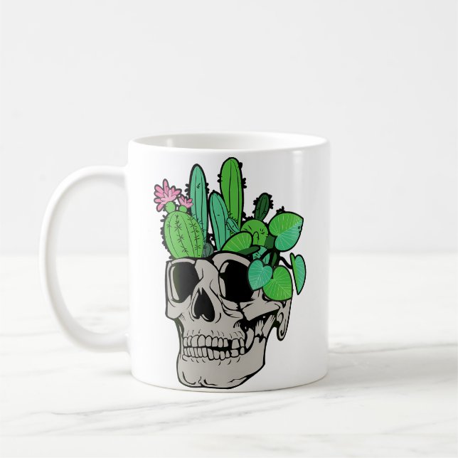 Dödskalle Växt Söt Trädgård Docka Krukor Rolig Trä Kaffemugg (Vänster)